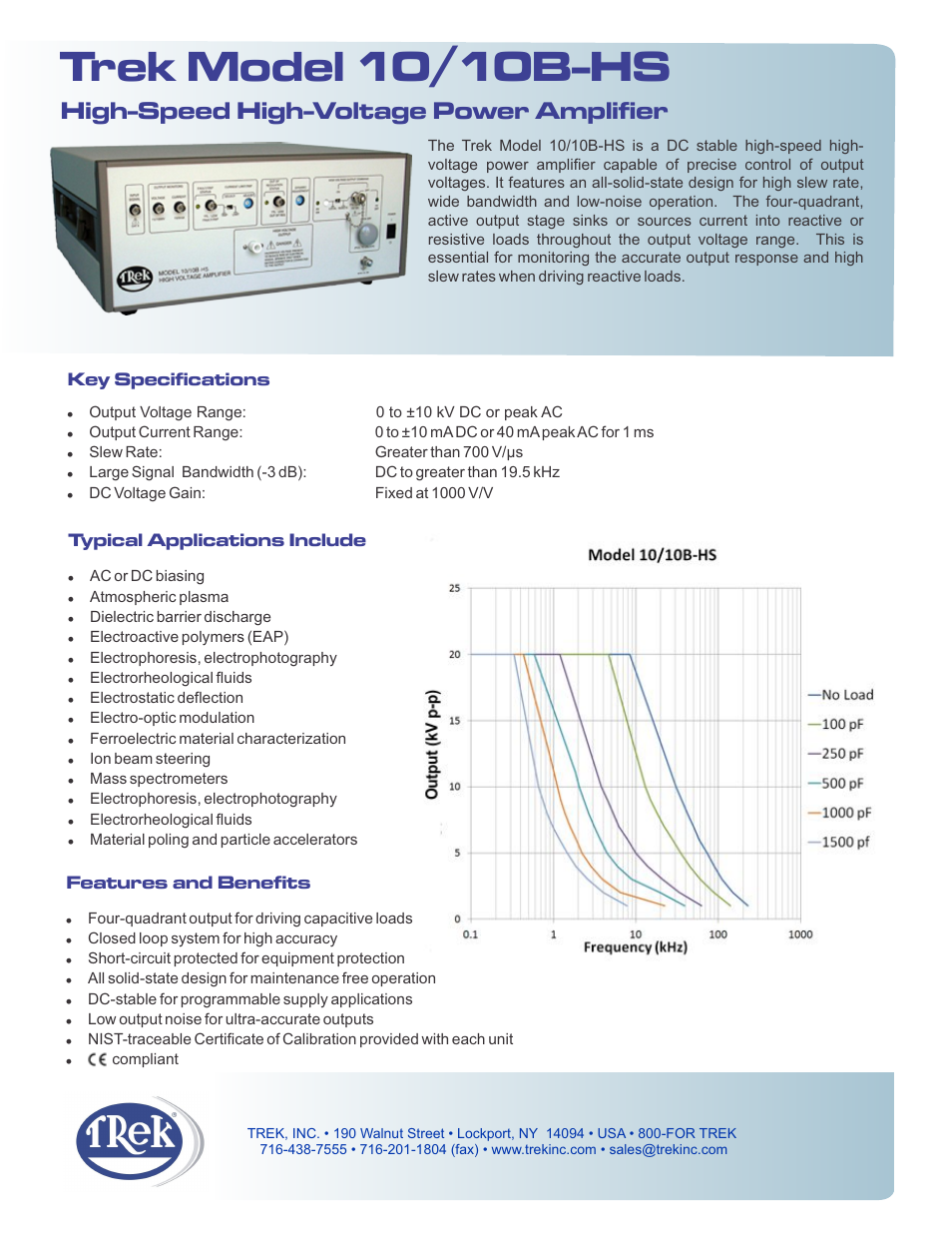 Trek 10-10B-HS High-Voltage Power Amplifier User Manual | 2 pages