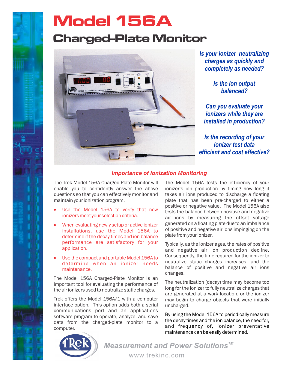 Trek 156A Charged Plate Monitor User Manual | 2 pages