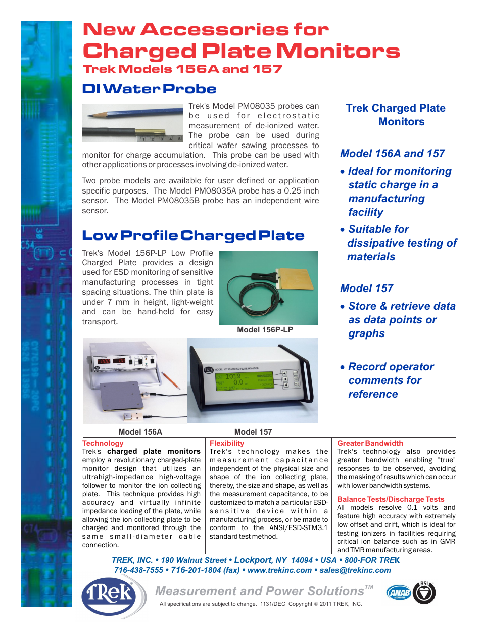 Trek 157 Charged Plate Monitor Accessories User Manual | 1 page