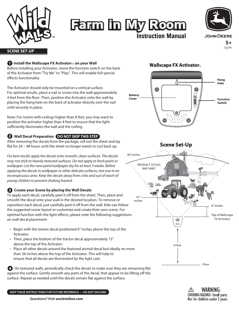 Uncle Milton Farm In My Room Wild Walls User Manual | 2 pages