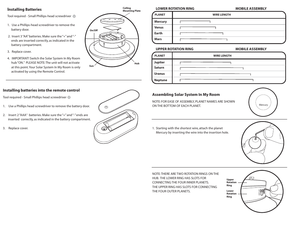 Uncle Milton Solar System In My Room User Manual | Page 2 / 4