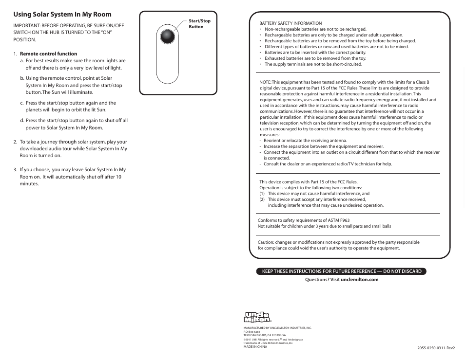 Using solar system in my room | Uncle Milton Solar System In My Room User Manual | Page 4 / 4