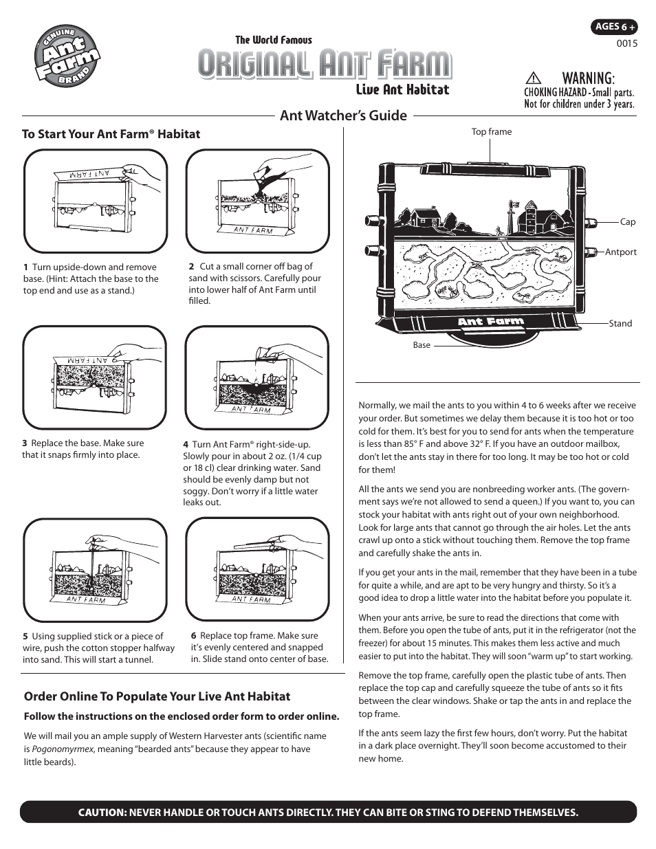 Uncle Milton Ant Farm User Manual | 2 pages
