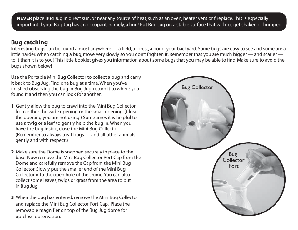 Bug catching | Uncle Milton Bug Jug User Manual | Page 2 / 10