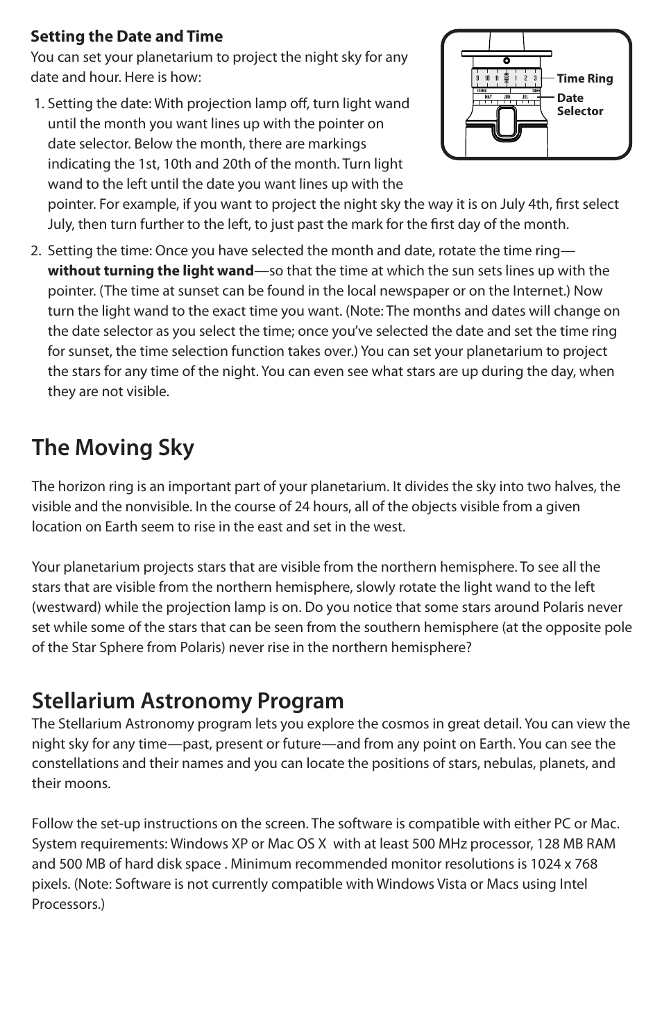 The moving sky, Stellarium astronomy program | Uncle Milton Star Planetarium User Manual | Page 4 / 6