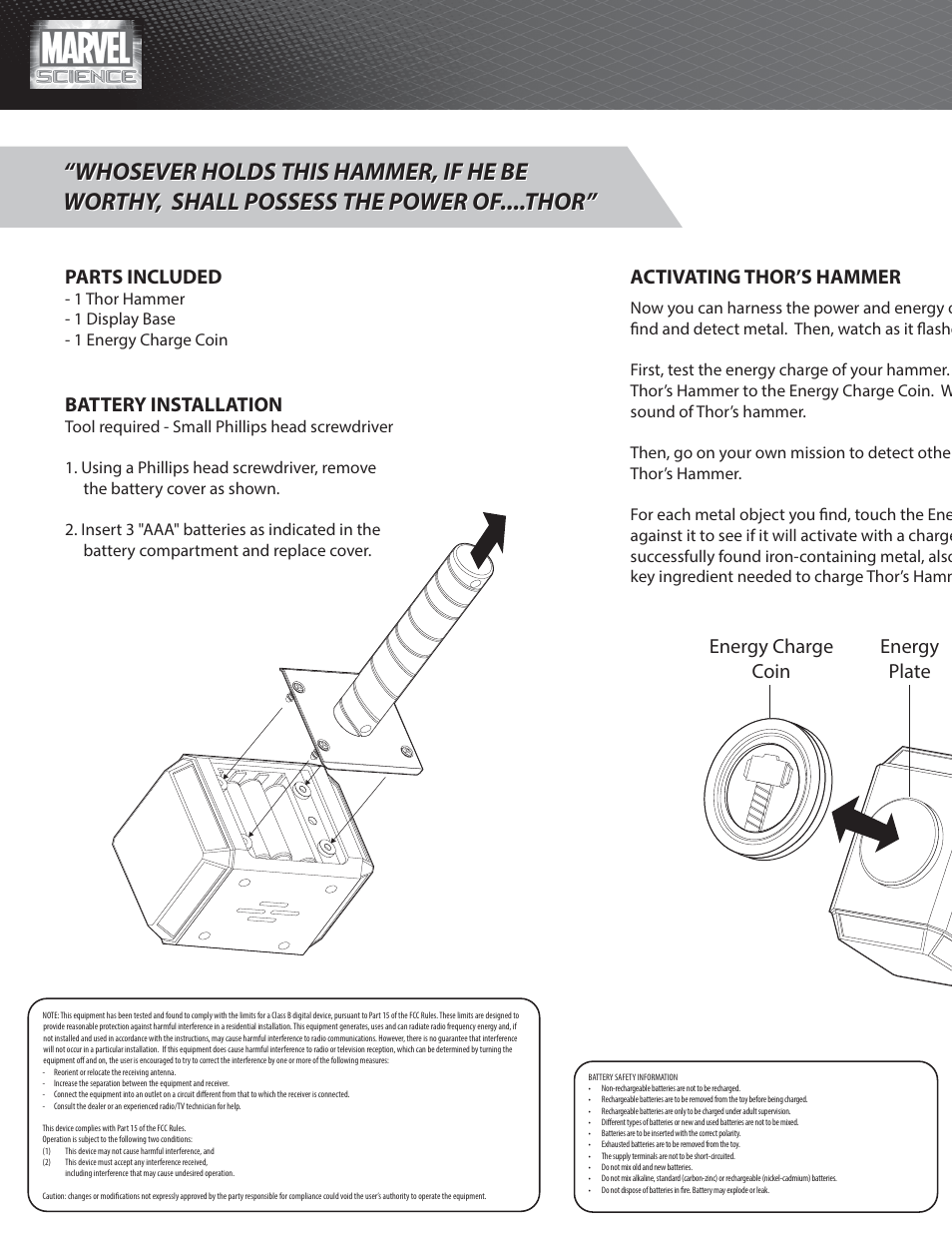Uncle Milton Thor Lightning Energy Hammer User Manual | 2 pages
