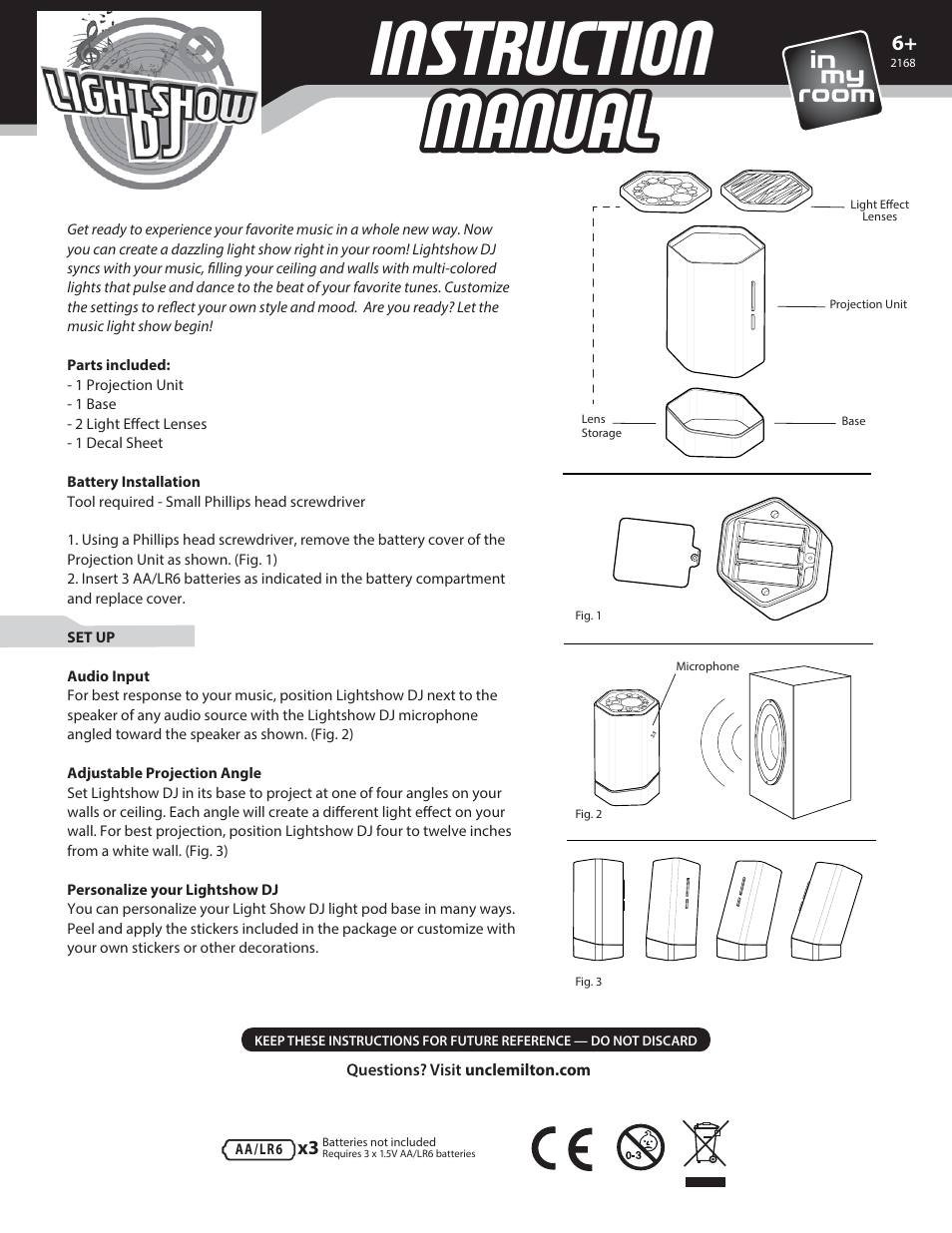 Uncle Milton Lightshow DJ User Manual | 2 pages