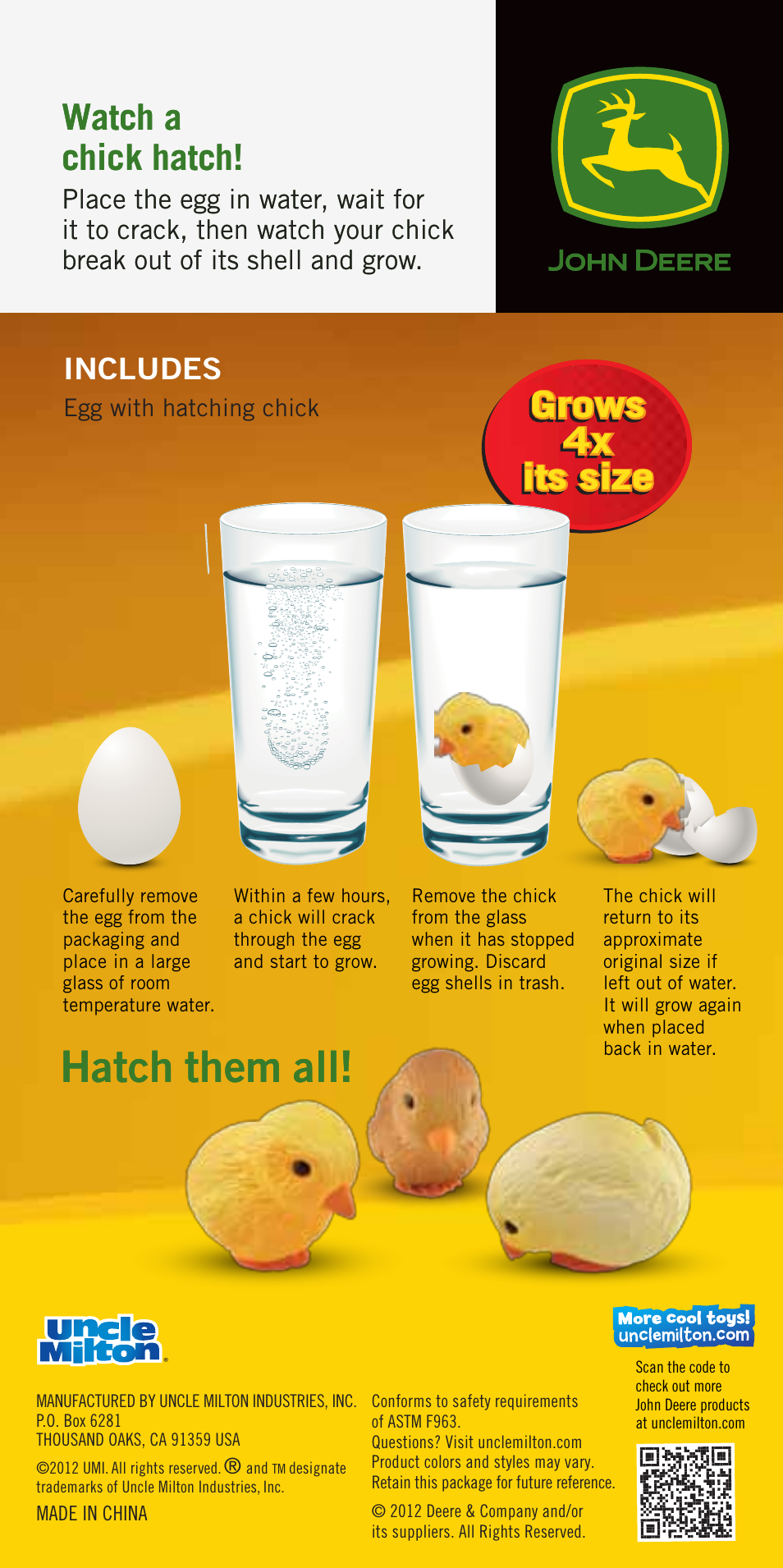 Uncle Milton Chick Hatchers User Manual | 1 page