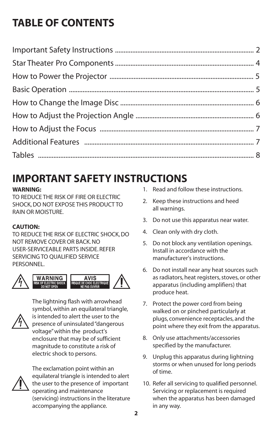 Uncle Milton Star Theater Pro User Manual | Page 2 / 8
