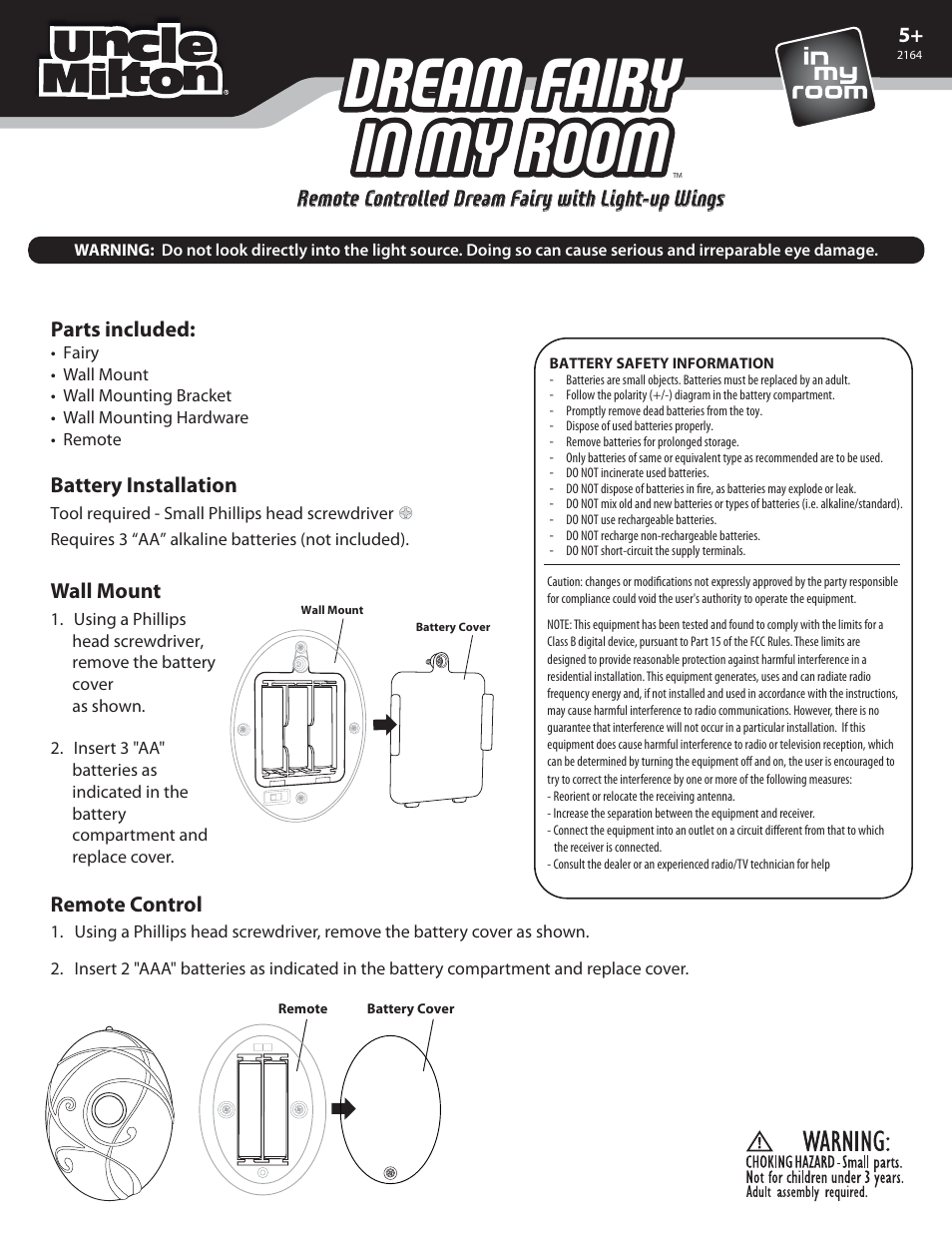 Uncle Milton Dream Fairy Room Light User Manual | 2 pages