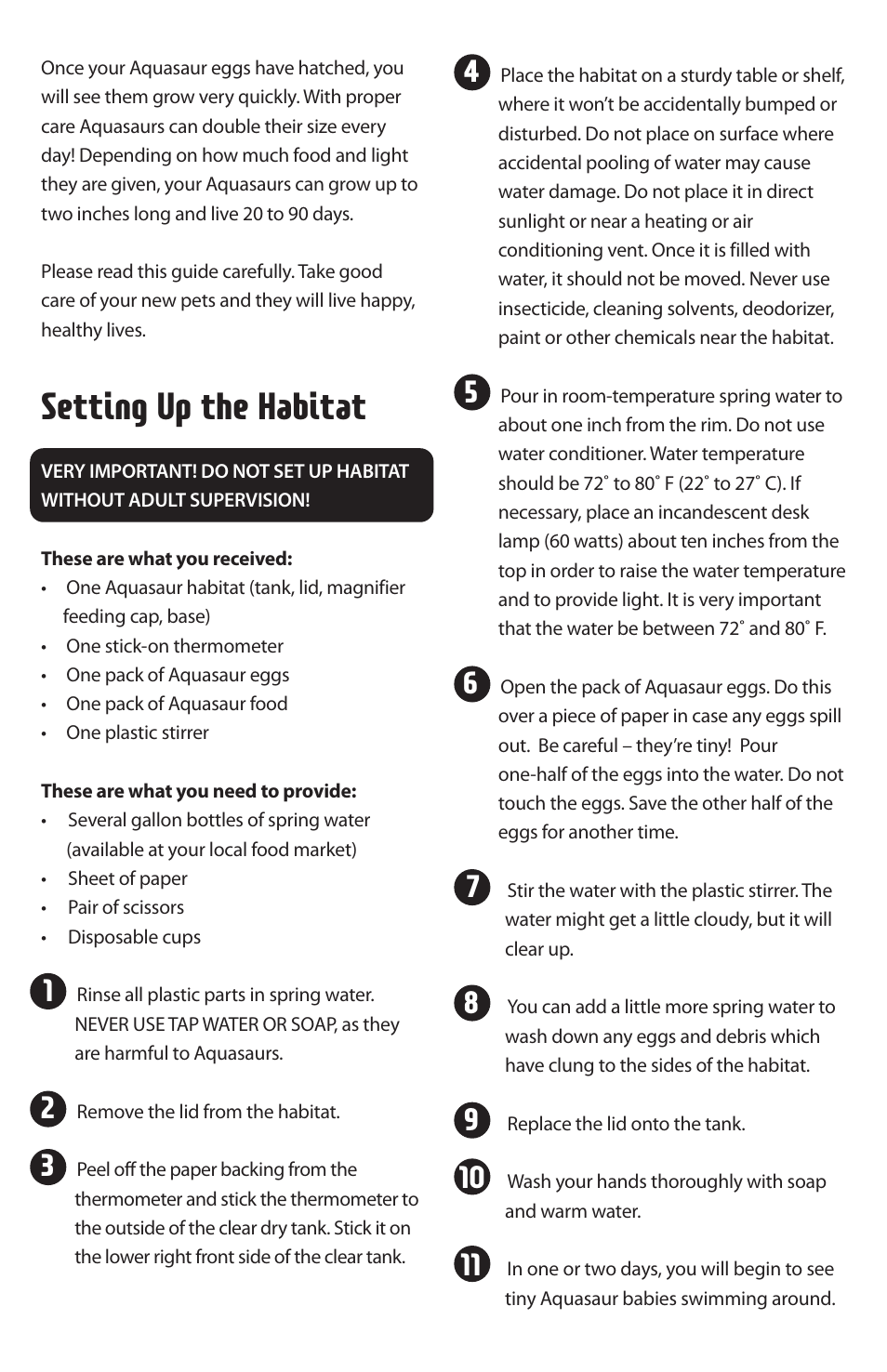 Setting up the habitat | Uncle Milton Aquasaurs User Manual | Page 2 / 6