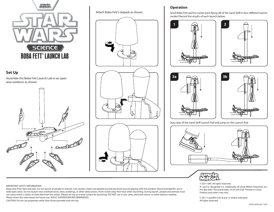 Uncle Milton Boba Fett Launch Lab User Manual | 1 page