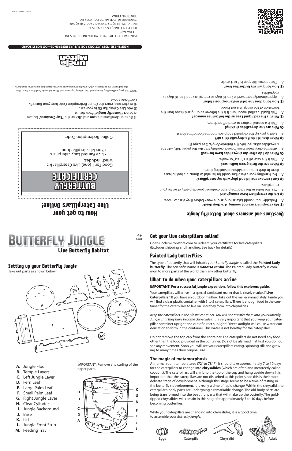 Uncle Milton Butterfly Jungle User Manual | 2 pages