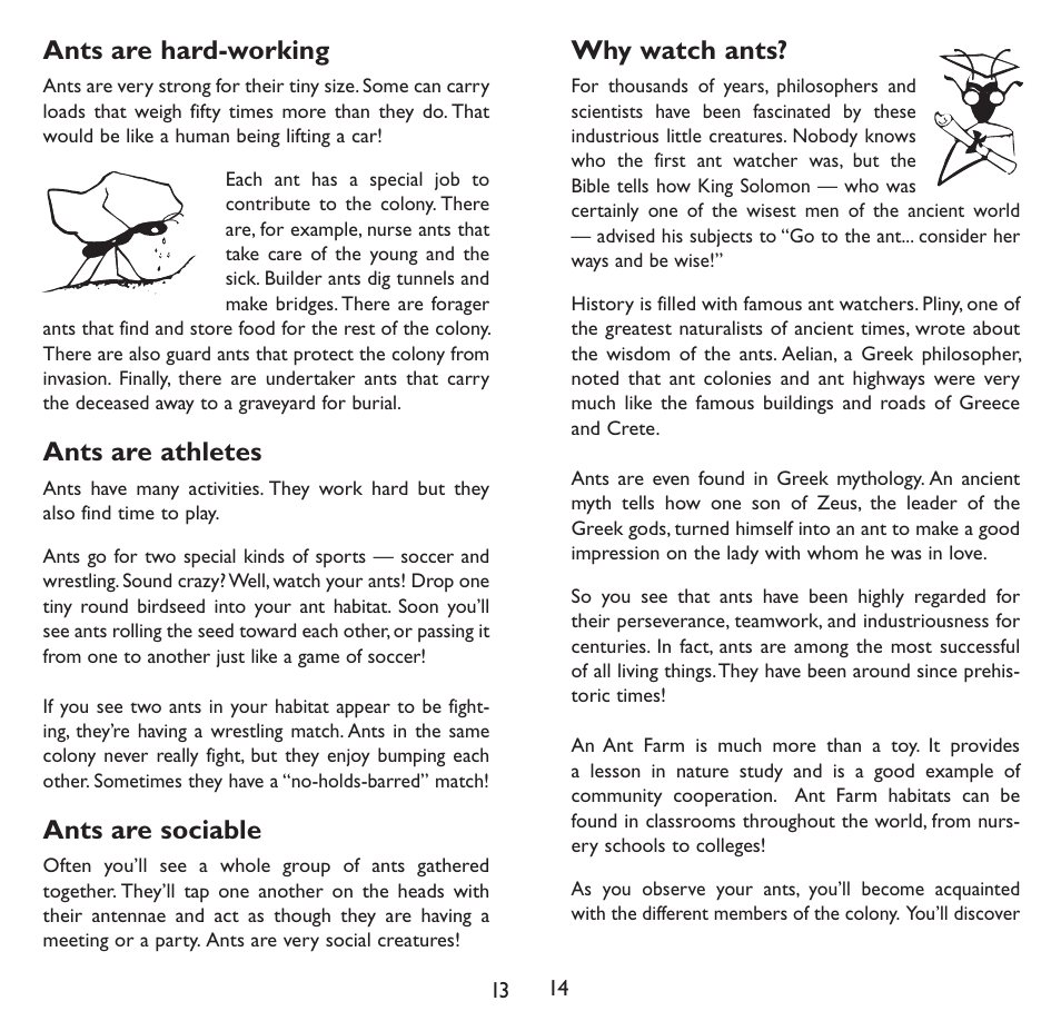 Ants are hard-working, Ants are athletes, Ants are sociable | Why watch ants | Uncle Milton Vintage Ant Farm User Manual | Page 8 / 10