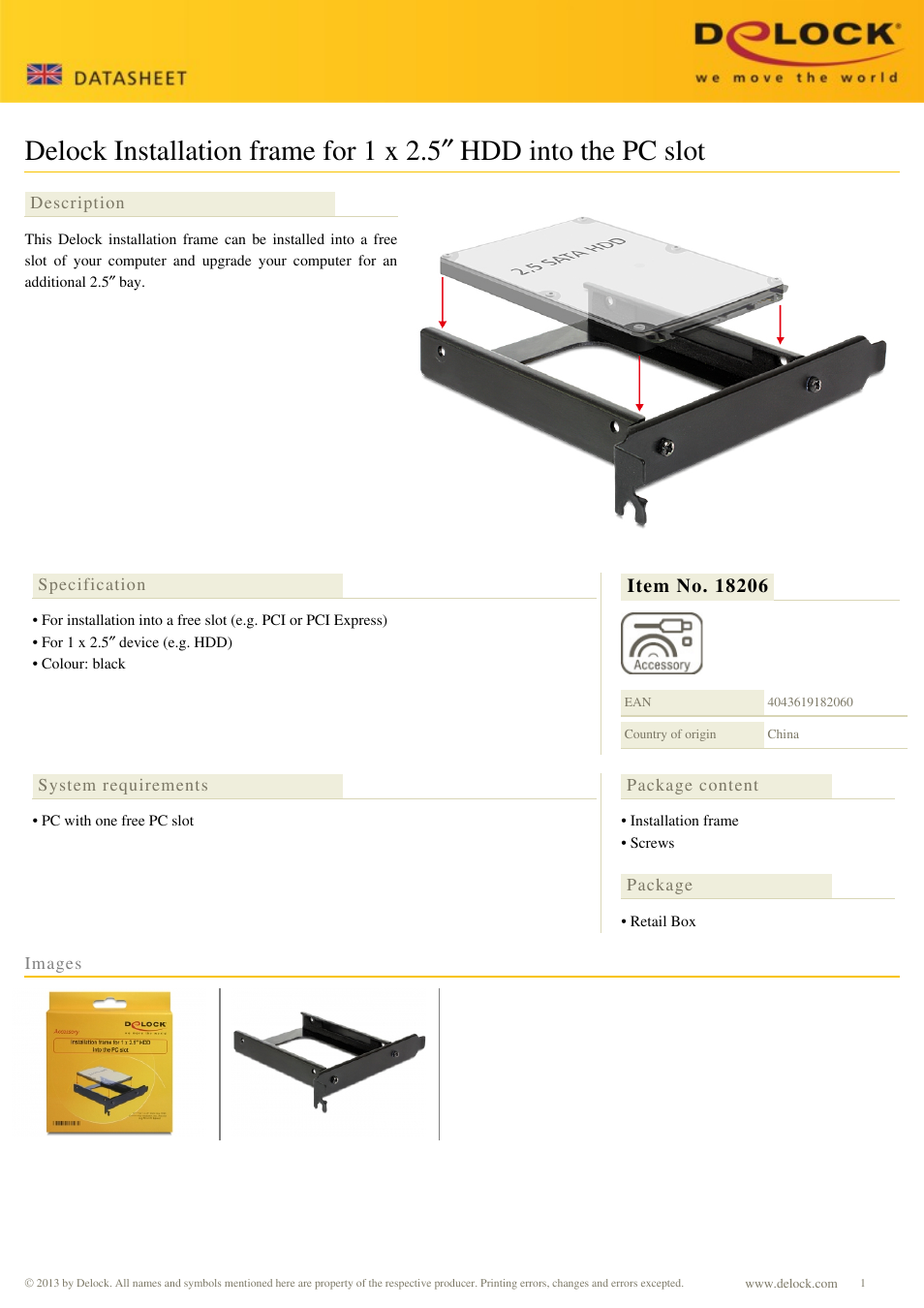 DeLOCK 18206 User Manual | 1 page