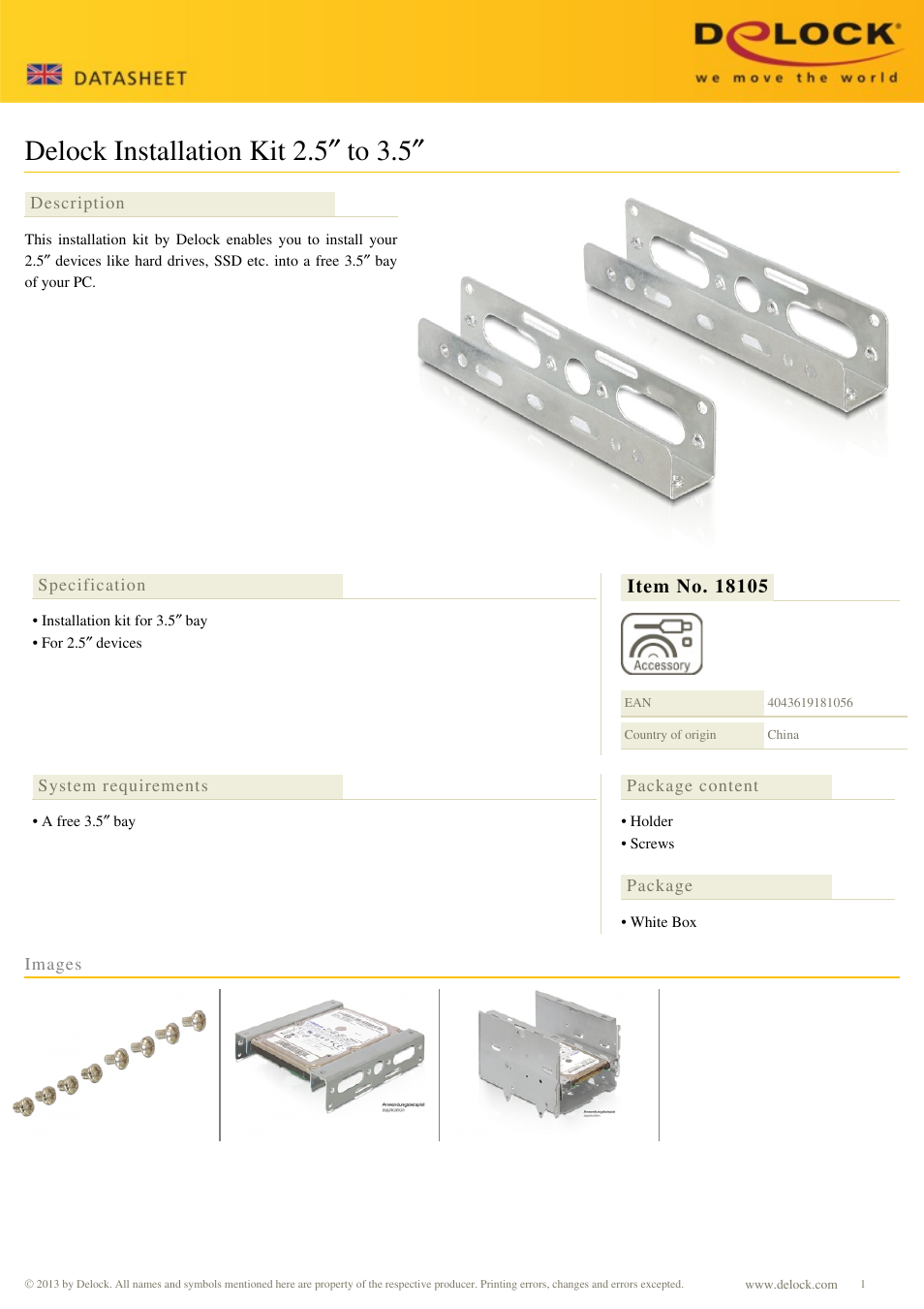 DeLOCK 18105 User Manual | 1 page