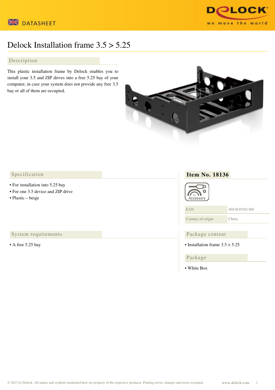 DeLOCK 18136 User Manual | 1 page