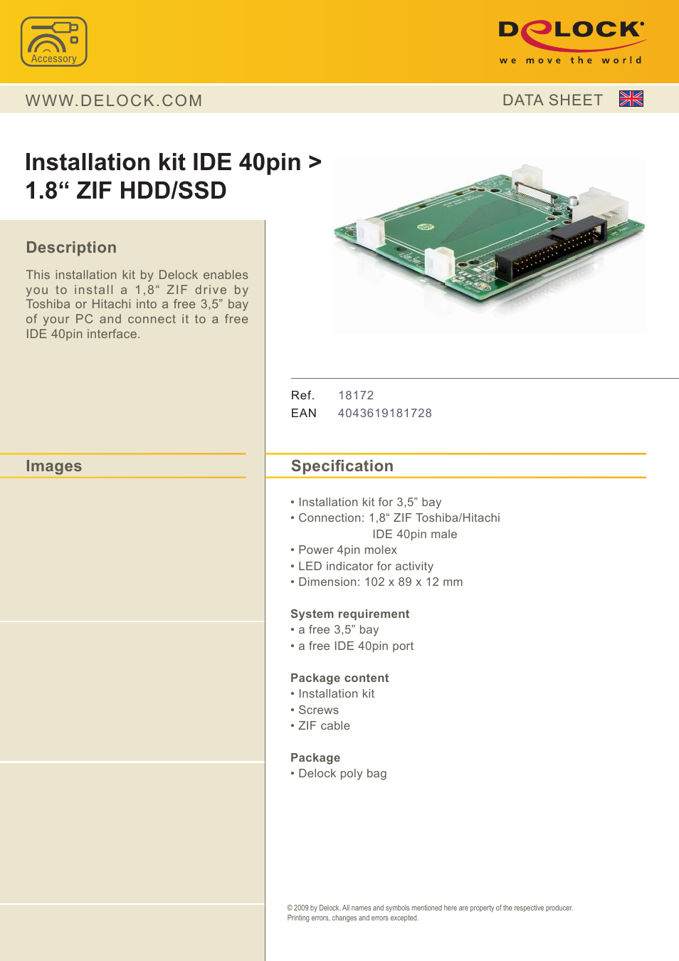 DeLOCK 18172 User Manual | 1 page