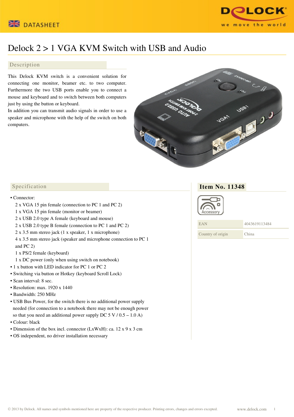 DeLOCK 11348 User Manual | 2 pages