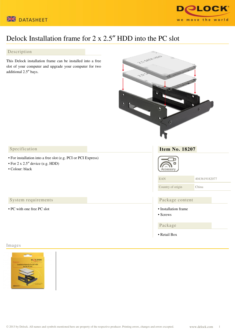 DeLOCK 18207 User Manual | 1 page