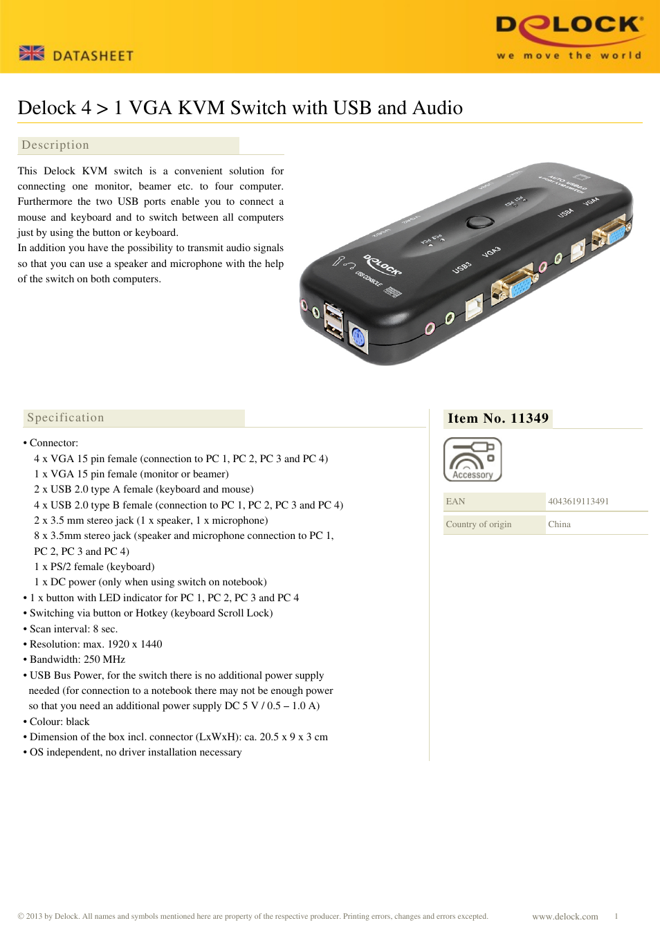 DeLOCK 11349 User Manual | 2 pages