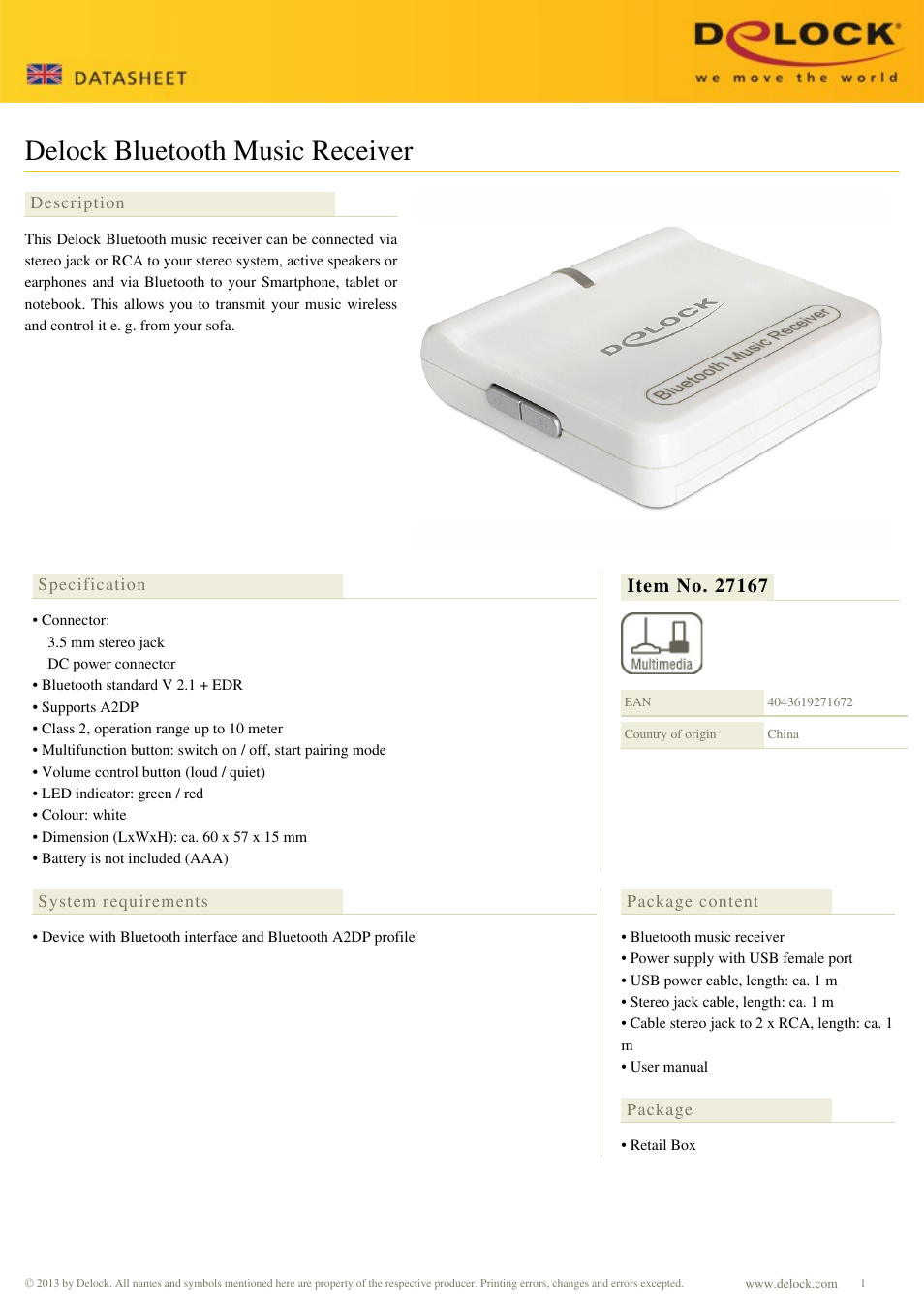 DeLOCK 27167 User Manual | 2 pages