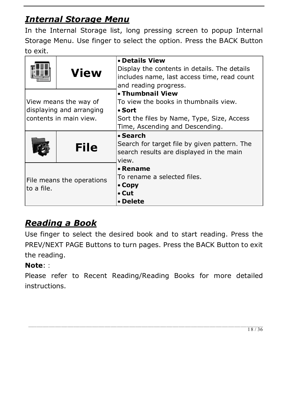 View, File | ONYX BOOX i62 User Manual | Page 18 / 36