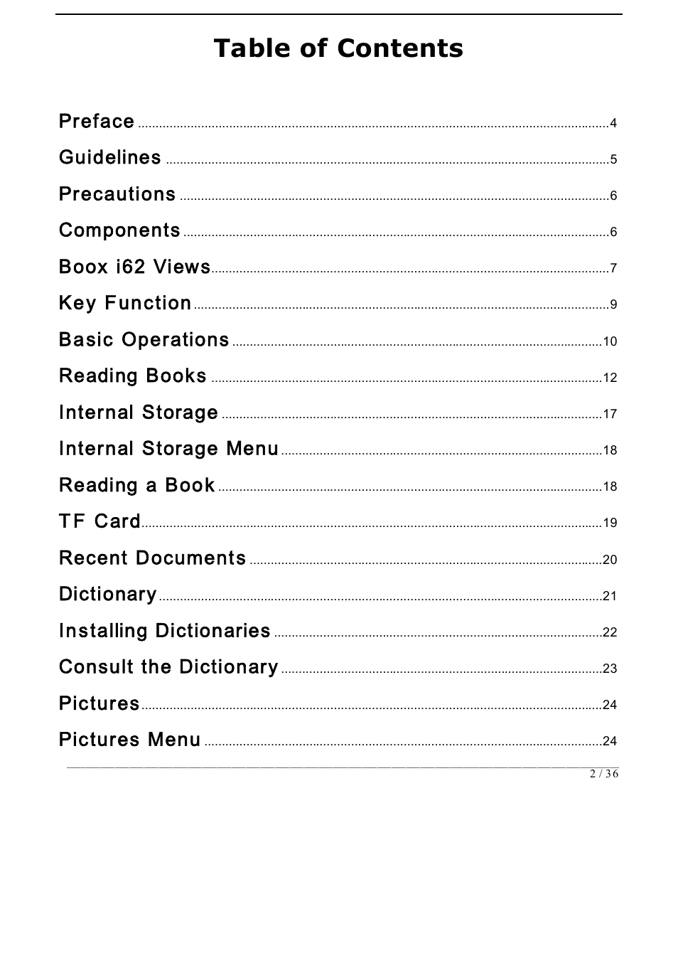 ONYX BOOX i62 User Manual | Page 2 / 36