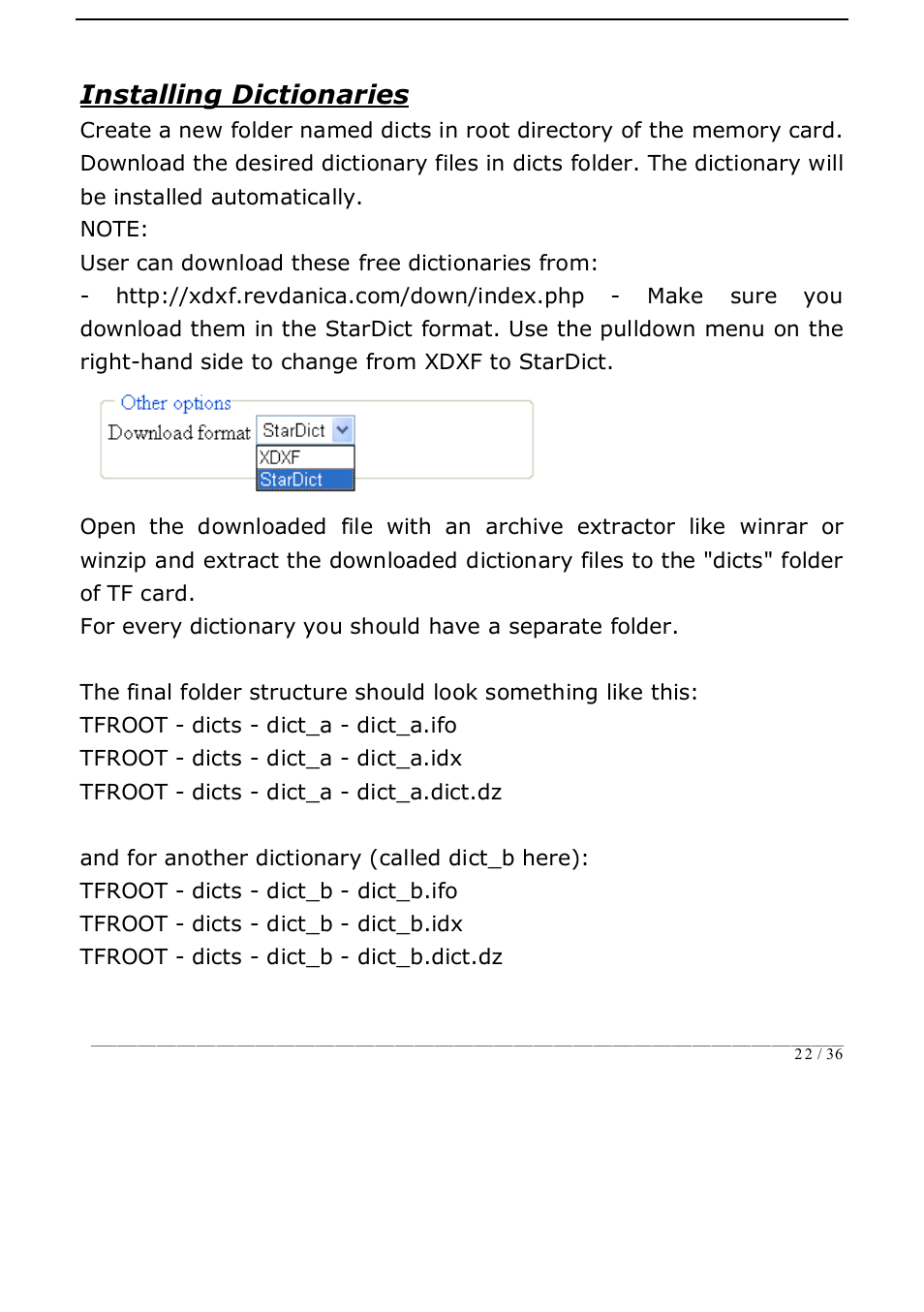 Installing dictionaries | ONYX BOOX i62 User Manual | Page 22 / 36