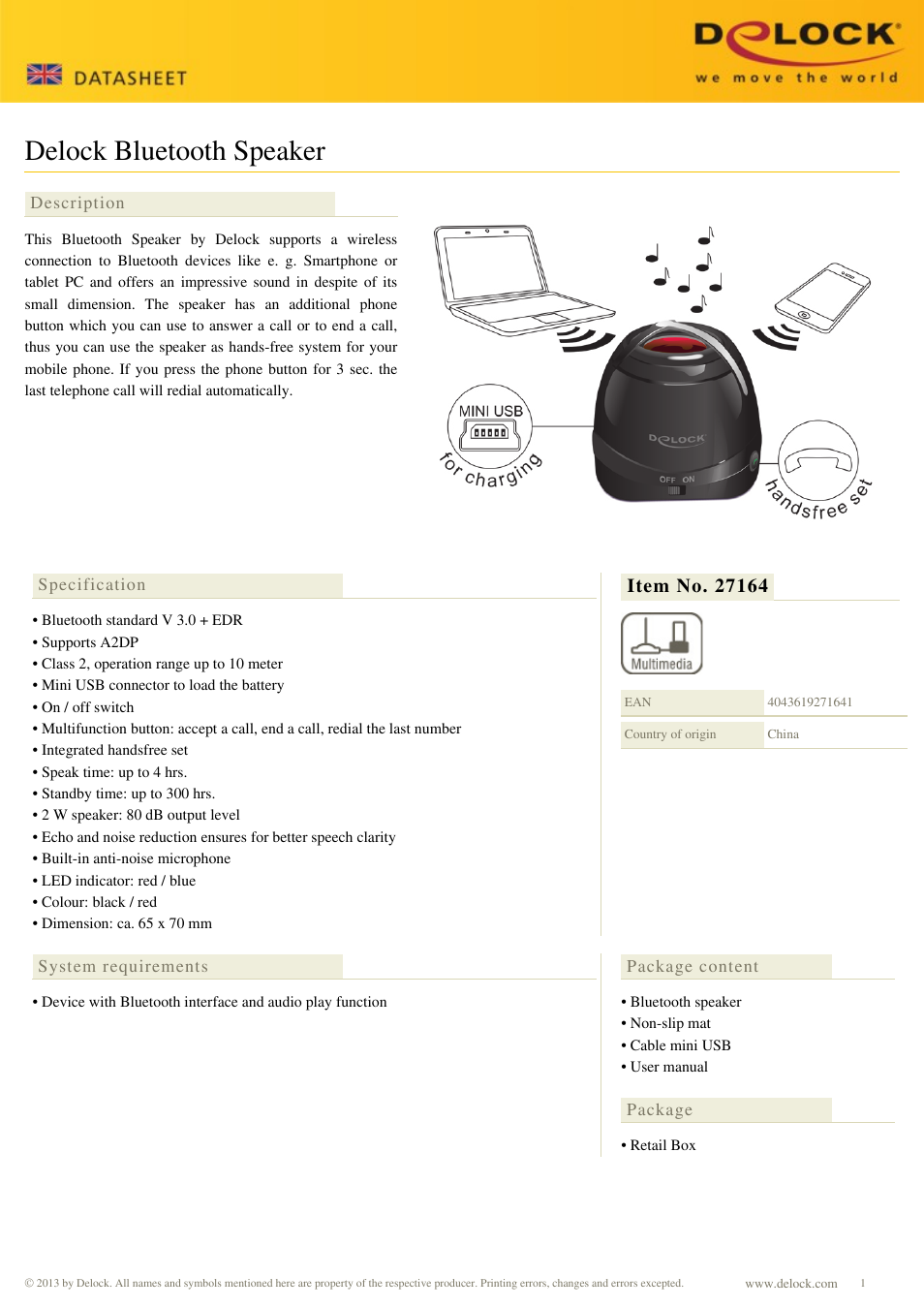 DeLOCK 27164 User Manual | 2 pages