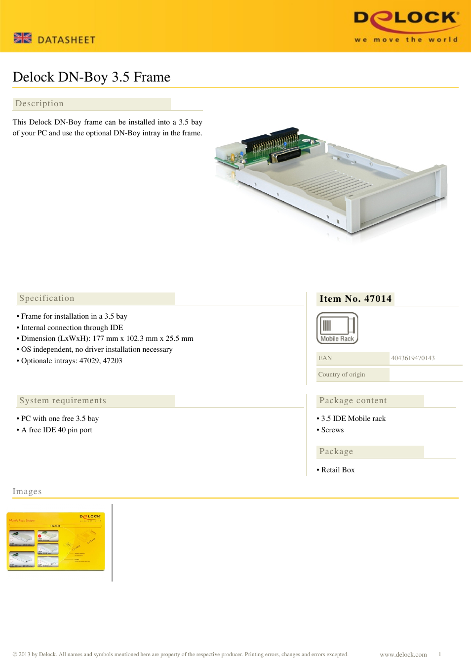 DeLOCK 47014 User Manual | 1 page