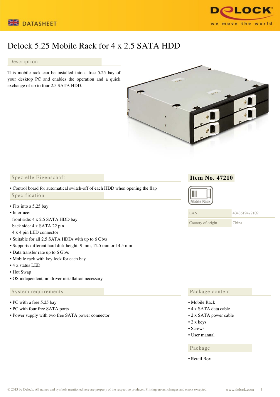 DeLOCK 47210 User Manual | 2 pages