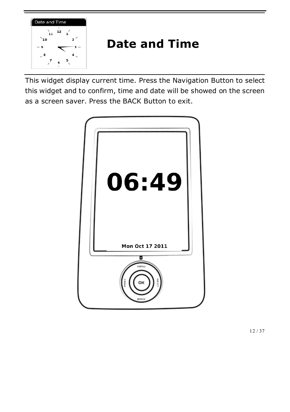 Date and time | ONYX BOOX A62 User Manual | Page 12 / 37