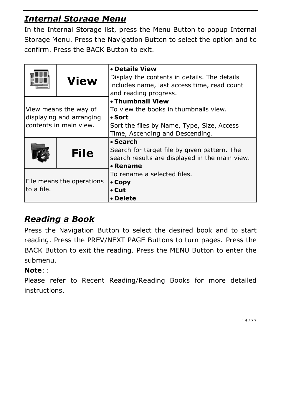View, File | ONYX BOOX A62 User Manual | Page 19 / 37