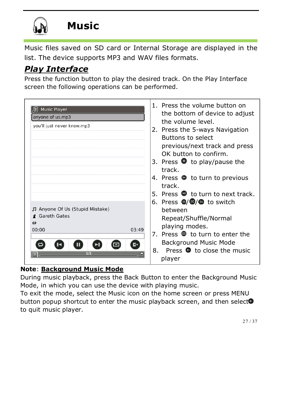 Music | ONYX BOOX A62 User Manual | Page 27 / 37