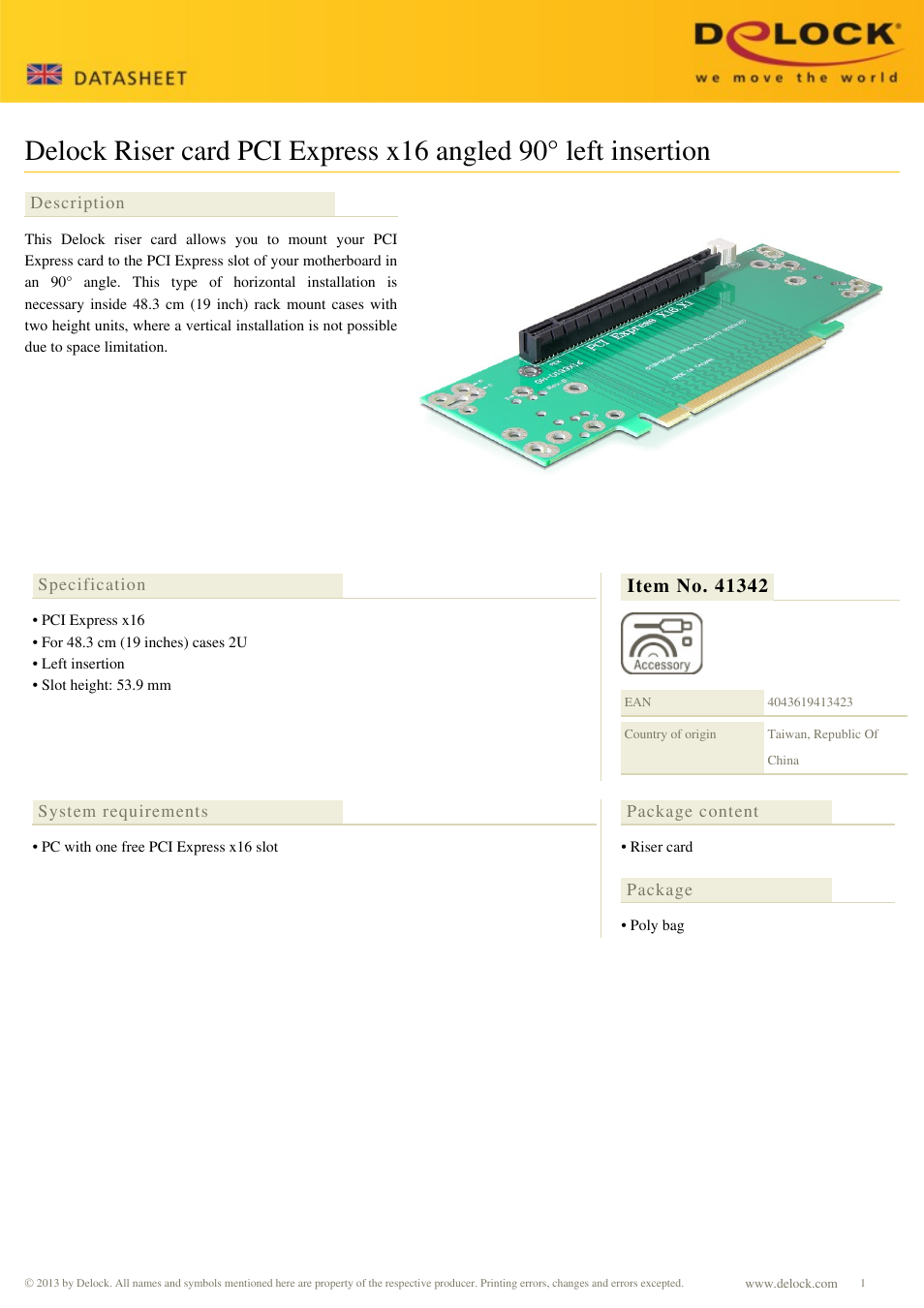 DeLOCK 41342 User Manual | 1 page