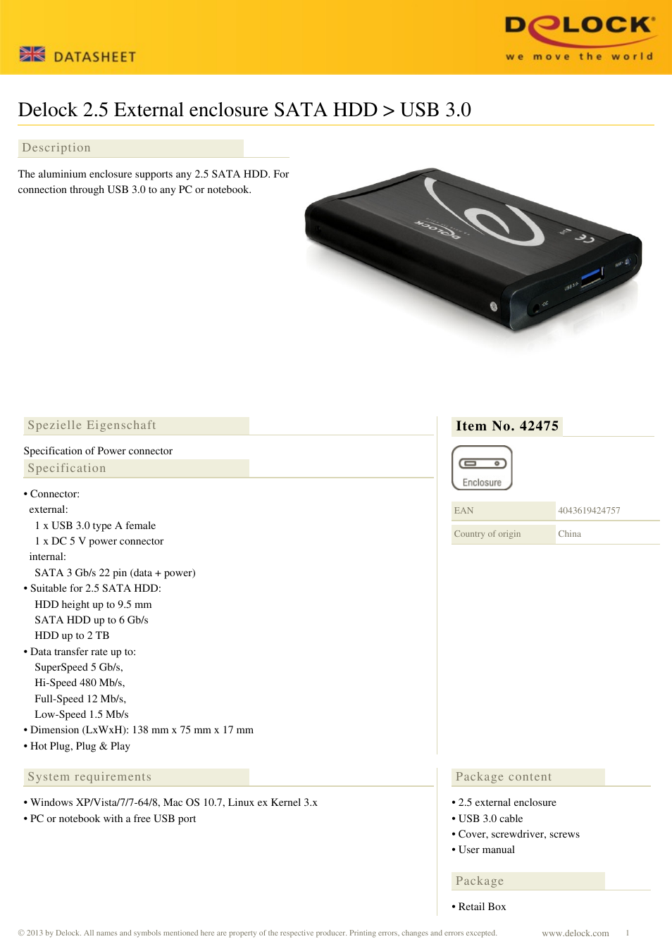 DeLOCK 42475 User Manual | 2 pages