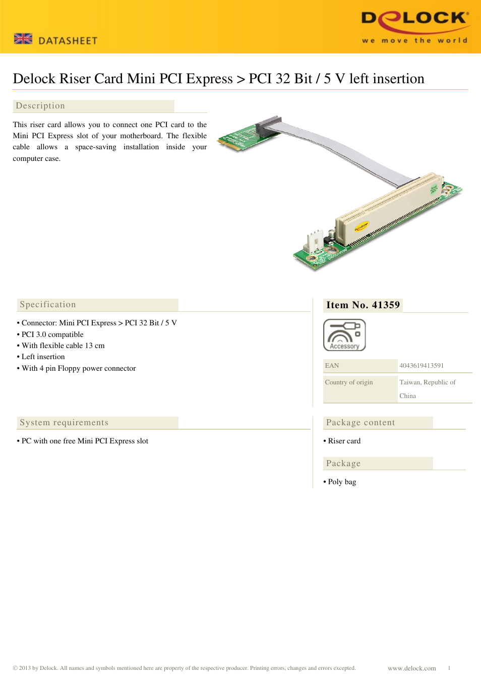 DeLOCK 41359 User Manual | 1 page