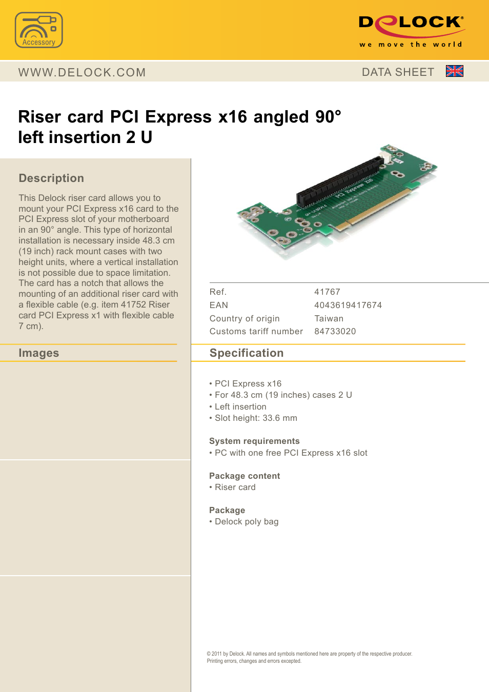 DeLOCK 41767 User Manual | 1 page