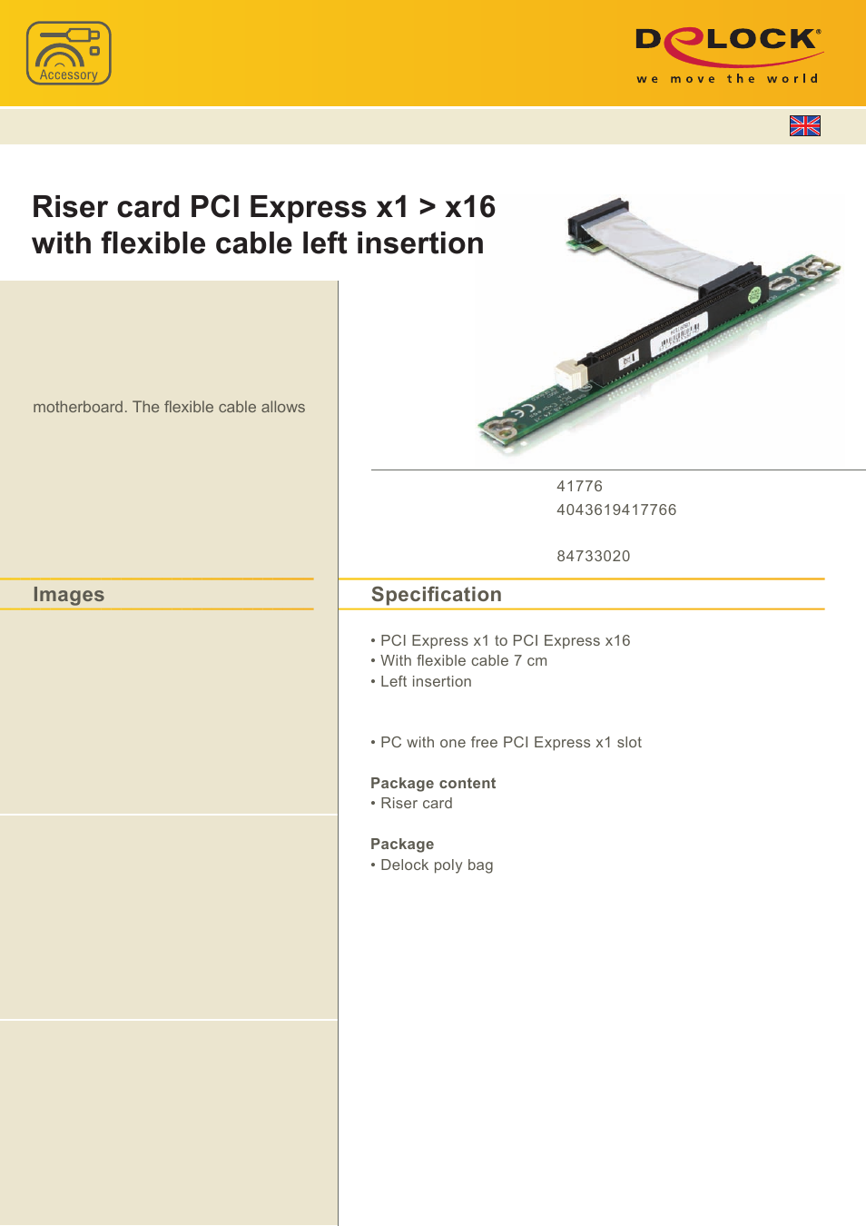 DeLOCK 41776 User Manual | 1 page