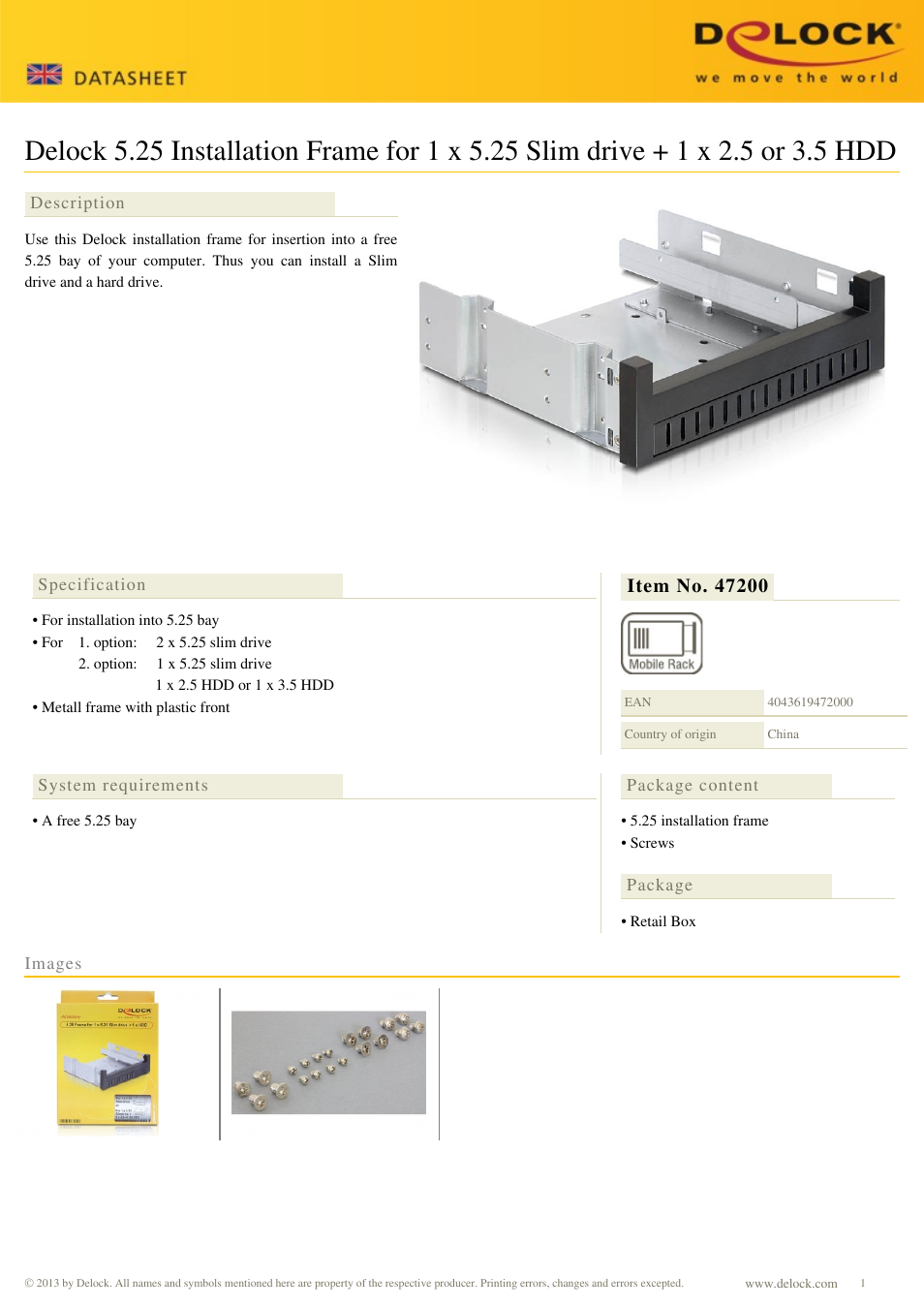 DeLOCK 47200 User Manual | 1 page