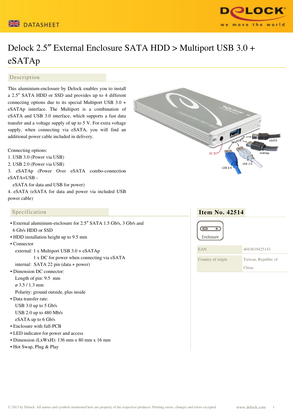 DeLOCK 42514 User Manual | 2 pages