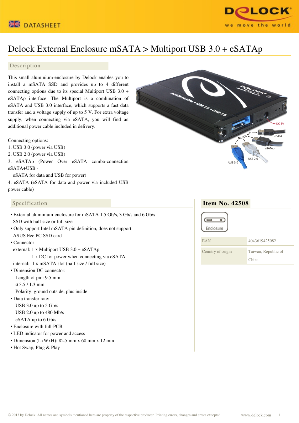 DeLOCK 42508 User Manual | 2 pages