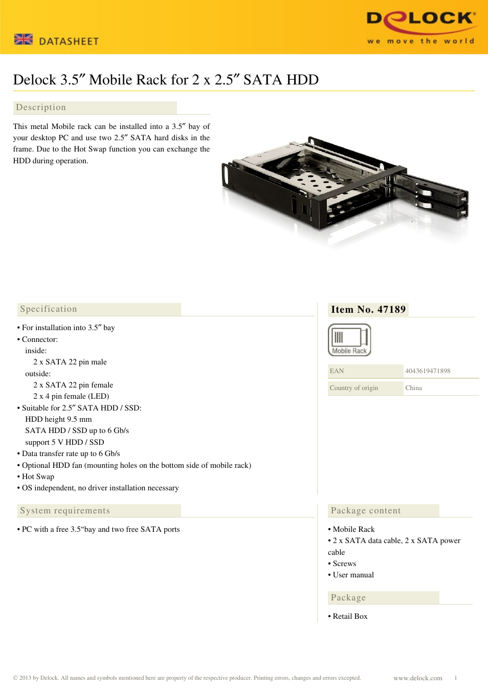 DeLOCK 47189 User Manual | 2 pages