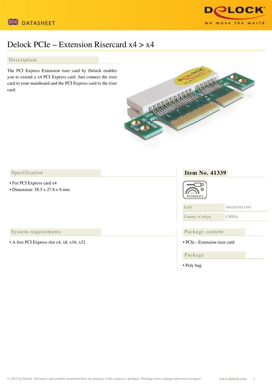 DeLOCK 41339 User Manual | 1 page