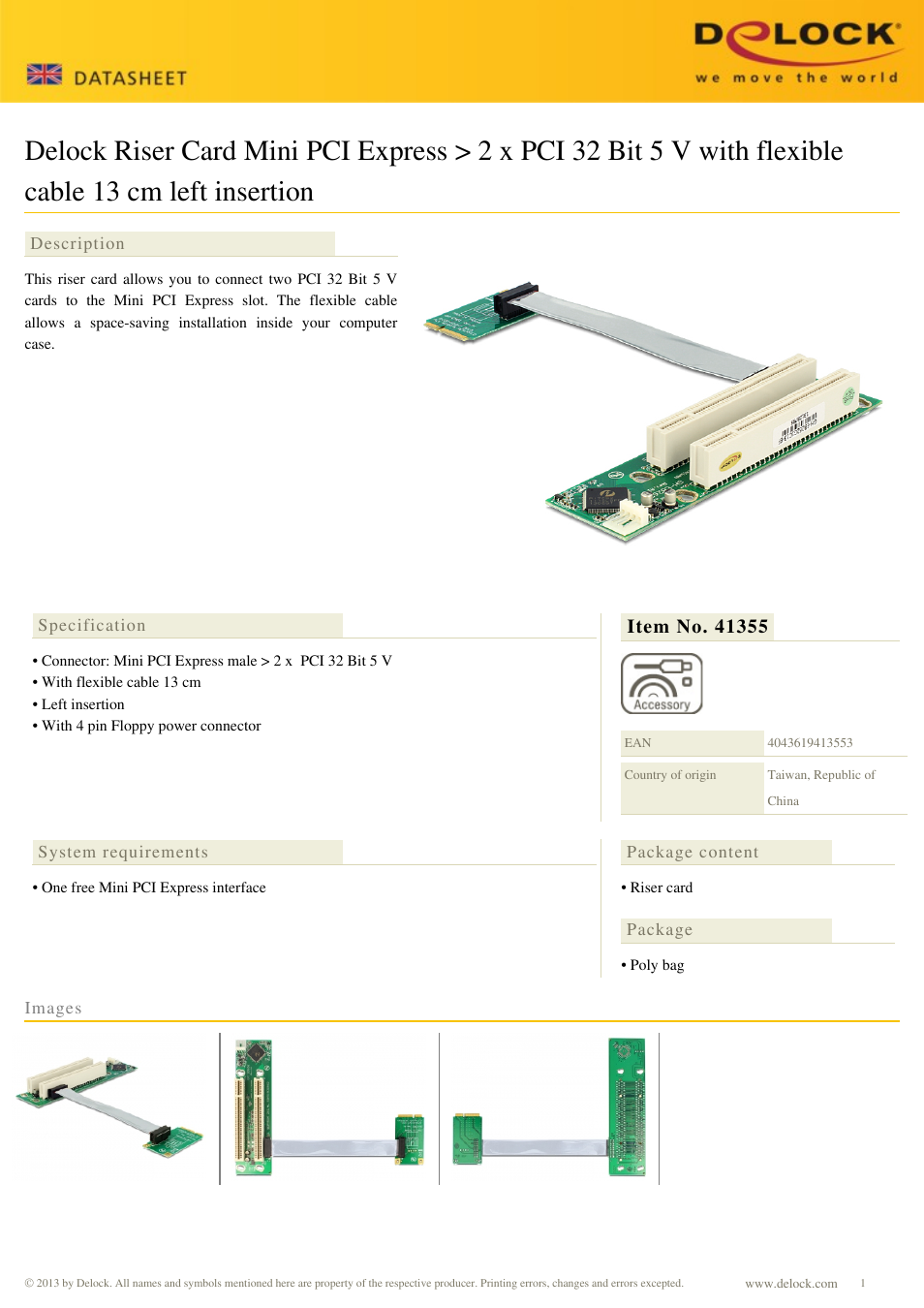 DeLOCK 41355 User Manual | 1 page