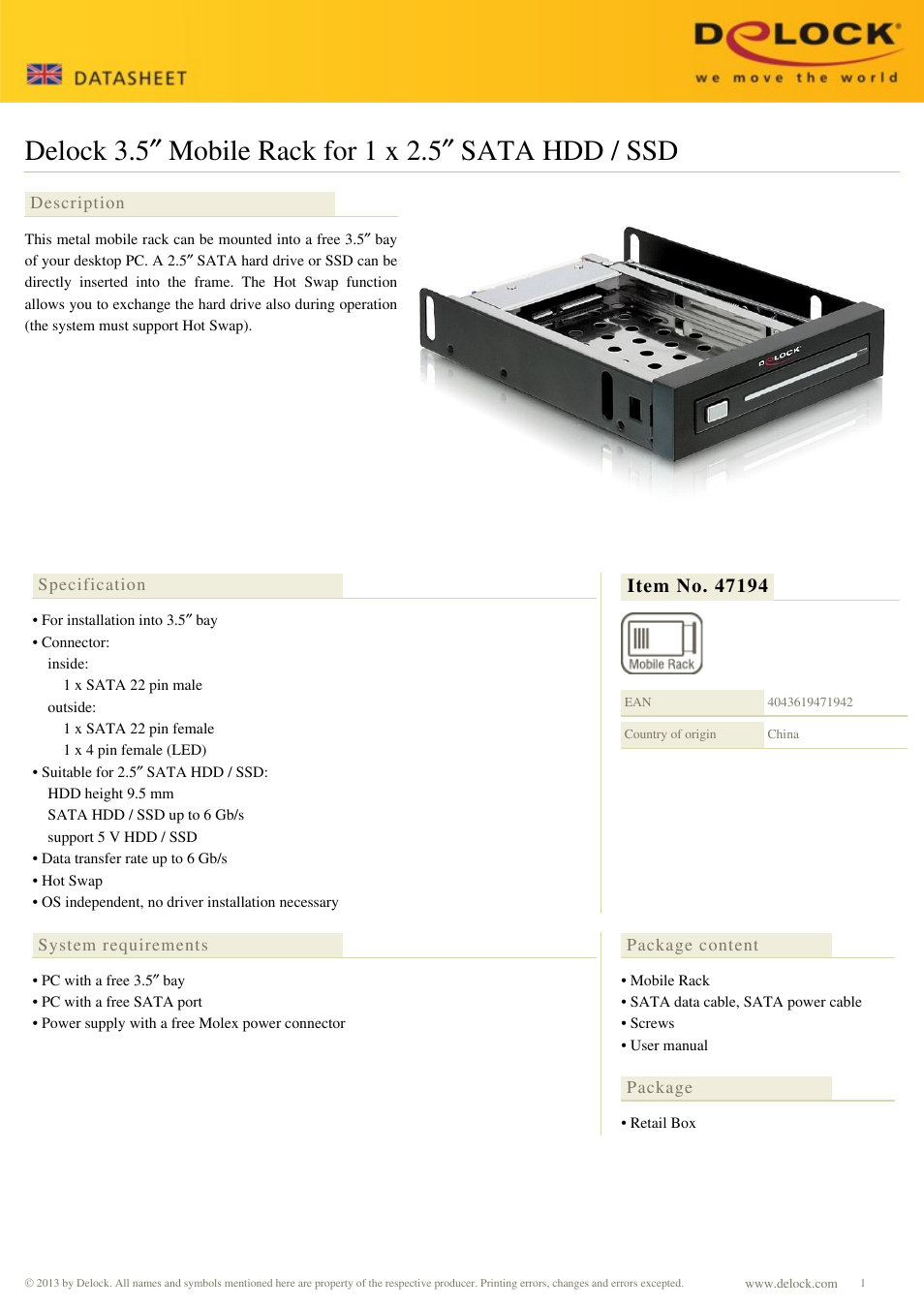 DeLOCK 47194 User Manual | 2 pages