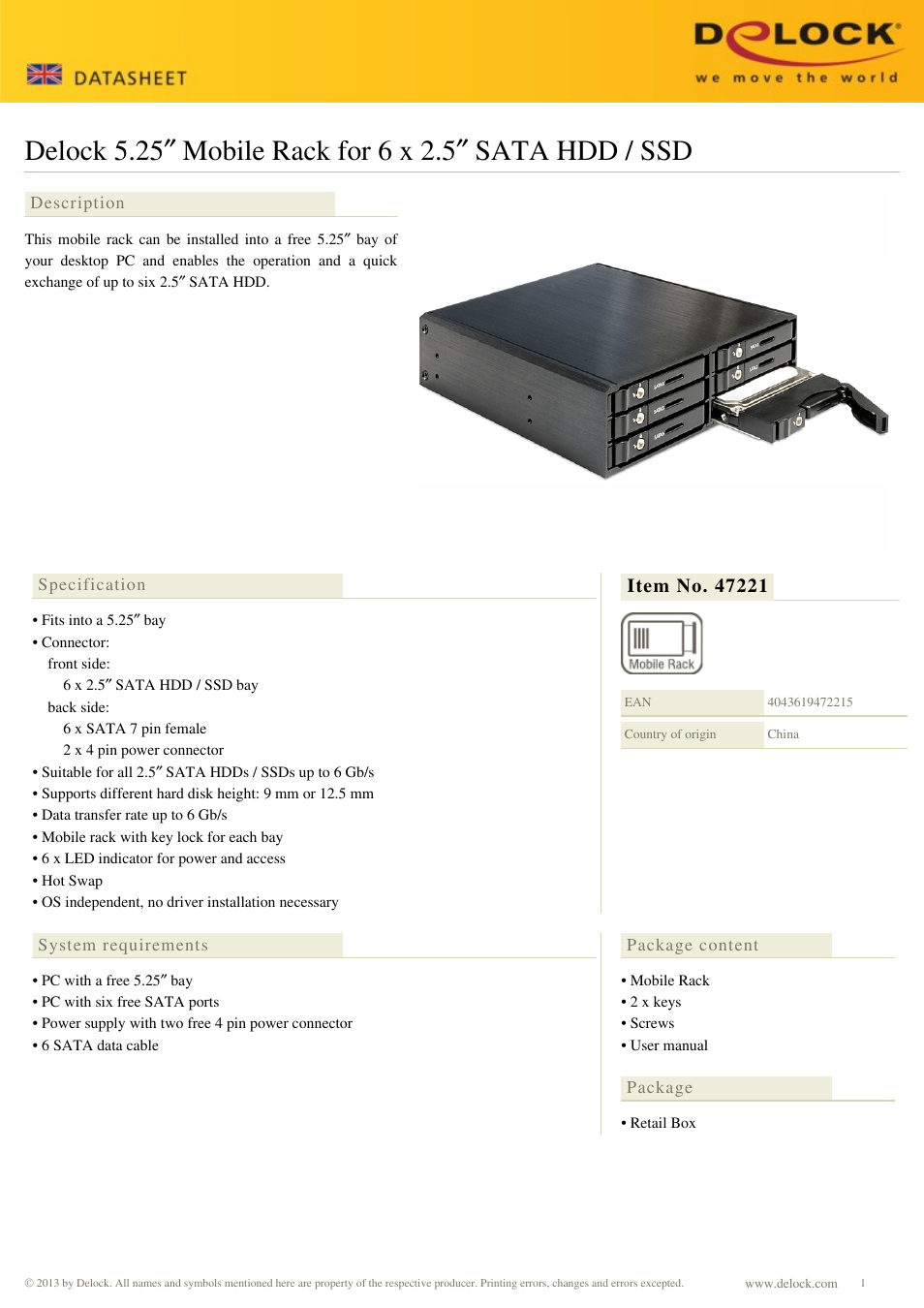DeLOCK 47221 User Manual | 2 pages