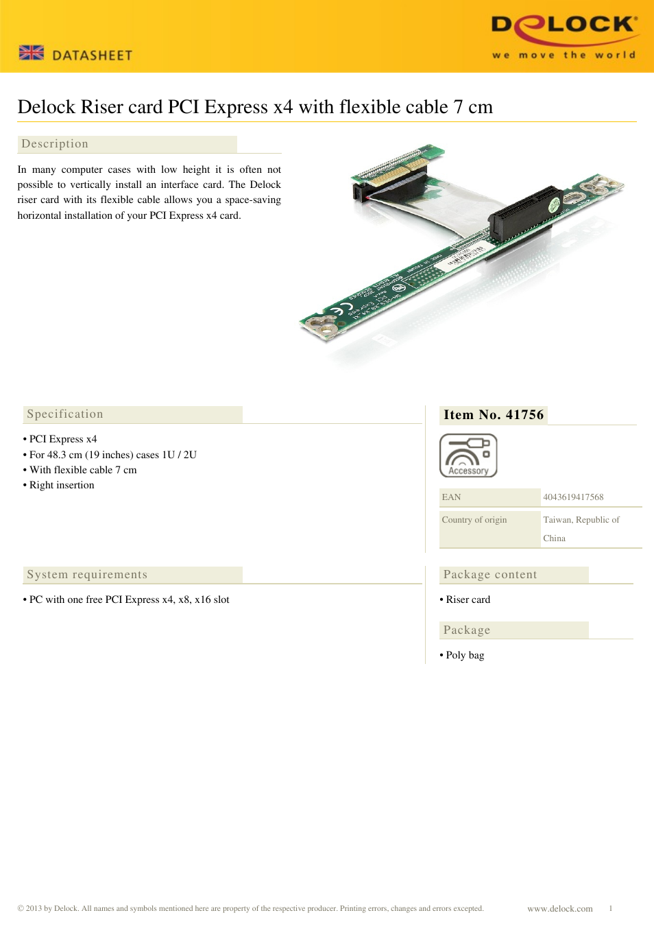 DeLOCK 41756 User Manual | 1 page