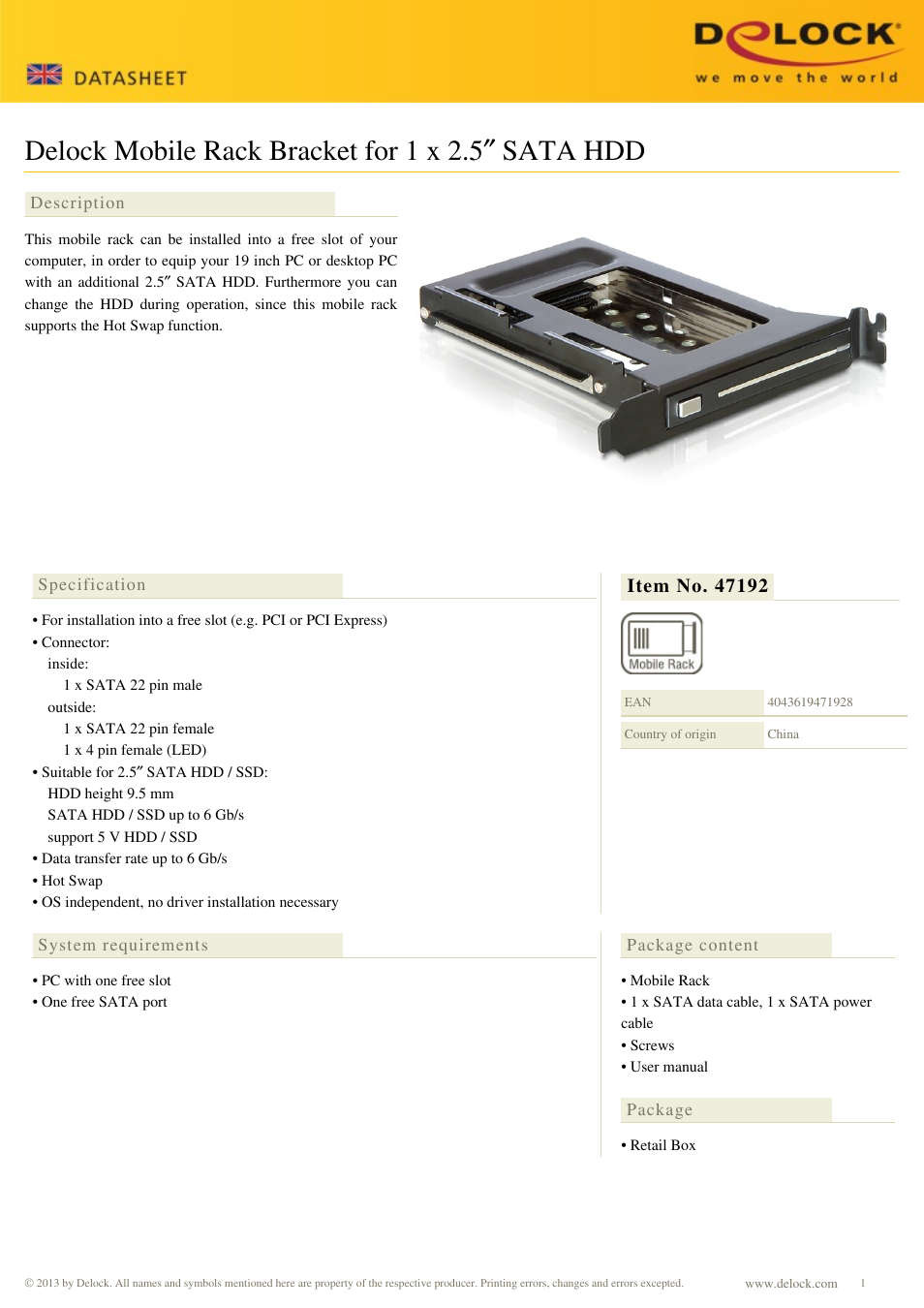 DeLOCK 47192 User Manual | 2 pages